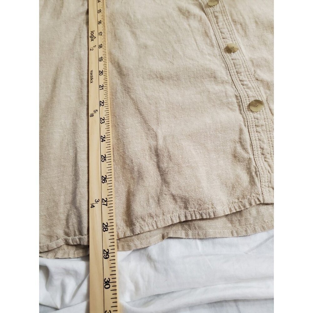 Catherines Women’s Linen Blend Beige Button Down 3/4 Sleeved Shirt Womens 3XL - Picture 10 of 15
